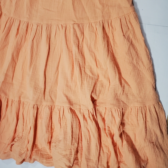 Beautiful Boho Laura Short Sleeve Tiered Midi Prairie Dress Peach Large W-457 - Picture 9 of 13